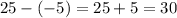 25-(-5)=25+5=30