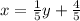 x=\frac{1}{5}y+\frac{4}{5}