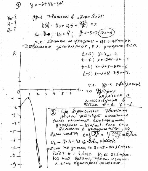 Координата движущегося тела с течением времени меняется по закону х= -2+4t-3t^2 определите начальную