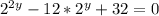 2^{2y} -12*2^y+32=0