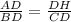 \frac{AD}{BD}=\frac{DH}{CD}