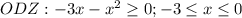 \dispaystyle ODZ: -3x-x^2 \geq0 ; -3 \leq x \leq 0