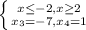 \left \{ {{x \leq -2, x \geq 2} \atop {x_{3}=-7, x_{4}=1}} \right.