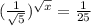 ( \frac{1}{ \sqrt{5} } )^{ \sqrt{x} }= \frac{1}{25}