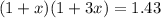 (1+x)(1+3x) = 1.43