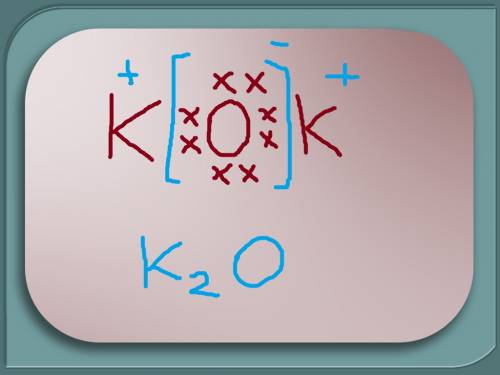 Схемы образования ионной связи между атомами элементов калия и кислорода? ?