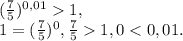 (\frac{7}{5}) ^{0,01}1, \\&#10;1=(\frac{7}{5})^0, \frac{7}{5}1, 0