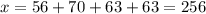 x=56+70+63+63=256