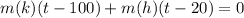 m(k)(t-100)+m(h)(t-20)=0