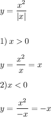 y= \dfrac{x^2}{|x|} \\\\\\1) \, x0\\\\y= \dfrac{x^2}{x} =x\\\\2)x