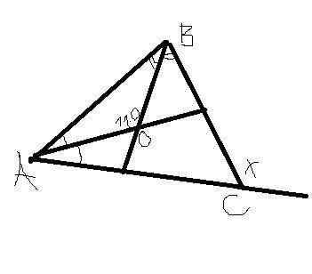 Угол образованный биссектрисами углов а и в треугольника авс равен 110 градусов. найти внешний угол
