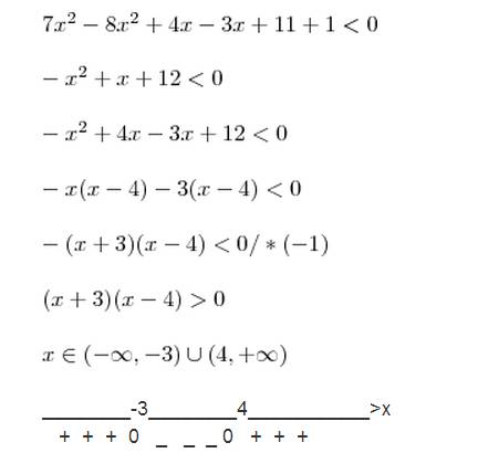 Решите два неравенства, ! 3x^2-11x+10> =-4x^2+3x+31. 7x^2+4x+11< 8x^2+3x-1.