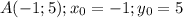 A(-1;5);x_0=-1;y_0=5