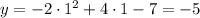 y=-2\cdot1^2+4\cdot1-7=-5