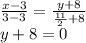 \frac{x-3}{3-3} = \frac{y+8}{ \frac{11}{2} +8} \\ y+8=0