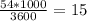 \frac{54*1000}{3600}=15