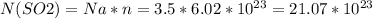 N(SO2)=Na*n=3.5*6.02* 10^{23} = 21.07*10^{23}