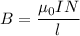 B = \dfrac{\mu_{0} I N}{l}