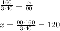 \frac{160}{3\cdot40} = \frac{x}{90} \\ \\ x= \frac{90\cdot160}{3\cdot40} =120