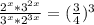 \frac{2^{x}* 3^{2x}}{ 3^{x}* 2^{3x} } = (\frac{3} {4}) ^{3}