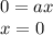 0=ax\\x=0