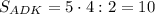 S_{ADK} = 5\cdot 4:2 = 10