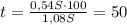 t=\frac{0,54S\cdot 100}{1,08S}=50