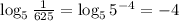 \log_5 \frac{1}{625}=\log_55^{-4}=-4