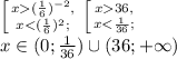 \left [ {{x(\frac{1}{6})^{-2},} \atop {x36,} \atop {x