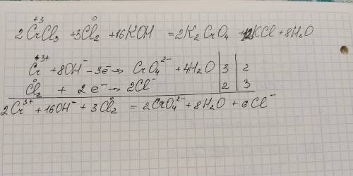 Crcl3+cl2+koh=k2cro4+kcl+h2o уравнять методом полуреакции