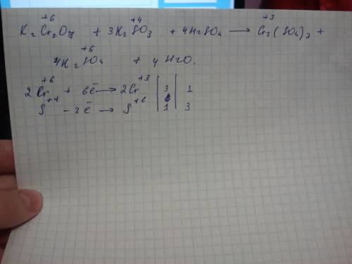 Используя метод электронного , составьте уравнение реакции k2cr2o7+k2so3+h2so4=cr2(so4)3++ определит