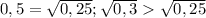 0,5= \sqrt{0,25}; \sqrt{0,3} \sqrt{0,25}