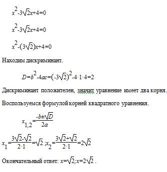 Please help me : x^2-3*sqrt(2)x+4=0