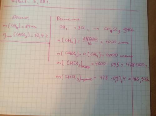 Массовая доля тетрахлорметана полученного из 64 кг метана с практическим выходом 97.4 % составляет: