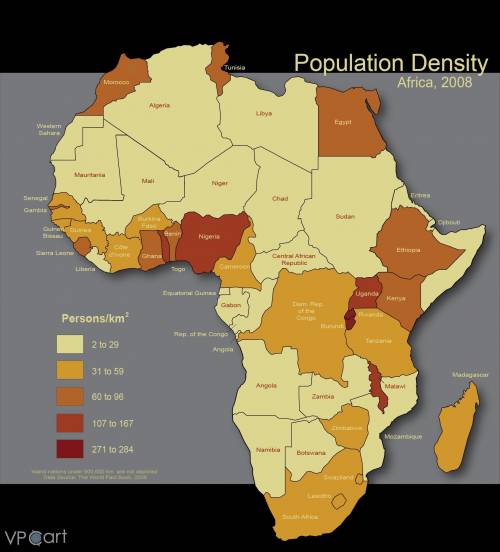 Пользуясь рисунком 62 и картой африка. плотность населения народы,определите какие страны или их ча