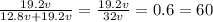 \frac{19.2v }{12.8v+19.2v} = \frac{19.2v}{32v}=0.6=60