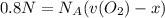 0.8N=N_A(v(O_2)-x)