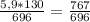 \frac{5,9*130}{696} = \frac{767}{696}