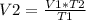 V2= \frac{V1*T2}{T1}