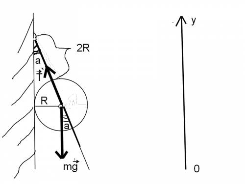 Сподробном решением однородный шар массой m=3 кг и радиусом r висит у стены. расстояние от точки кре
