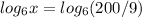 log_{6}x= log_{6} (200/9)