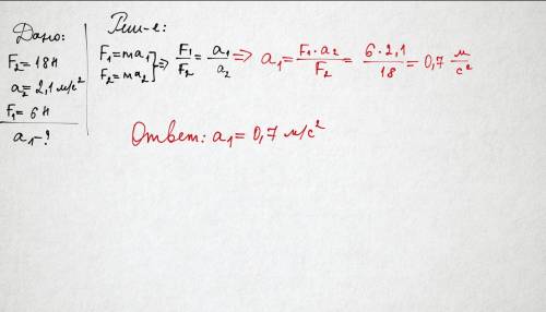 Скаким ускорением движется тело под действием силы 6 н, если под действием силы 18 н оно приобретает
