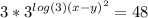 3*3^{log(3)(x-y)^2} =48