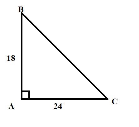 Катеты прямоугольного треугольника равны 18 и 24. найдите гипотенузу.
