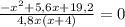 \frac{- x^{2} +5,6x+19,2}{4,8x(x+4)} =0