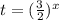 t=(\frac{3}{2}) ^{x}