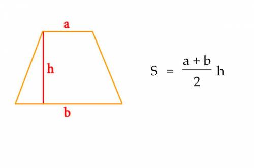 Меньшее основание равно 5,большее 7, высота 4. найди плошадь трапеции
