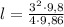 l=\frac{3^2\cdot9,8}{4\cdot9,86}