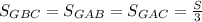 S_{GBC}=S_{GAB}=S_{GAC}= \frac{S}{3}