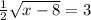 \frac{1}{2} \sqrt{x-8}=3